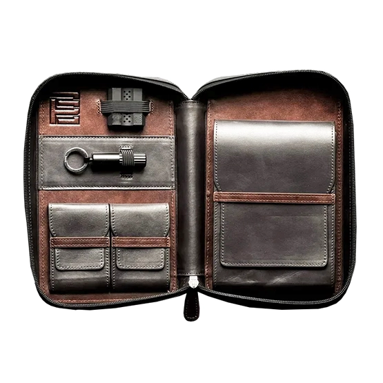 Project Carbon Midnight Brown Leather Travel Case - 5 Cigars - Image 2