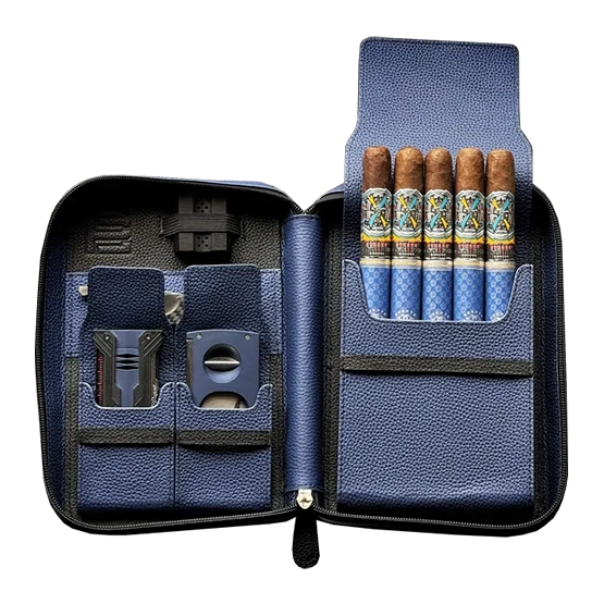 Project Carbon Swat Blue Leather Travel Case - 5 Cigars - Image 3