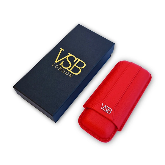 VSB Red Leather Cigar Case - 2 Robusto - Image 5