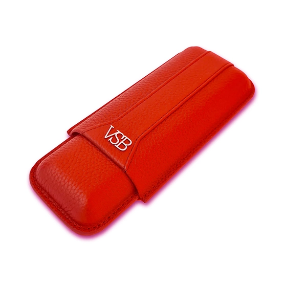 VSB Red Leather Cigar Case - 2 Robusto - Image 4