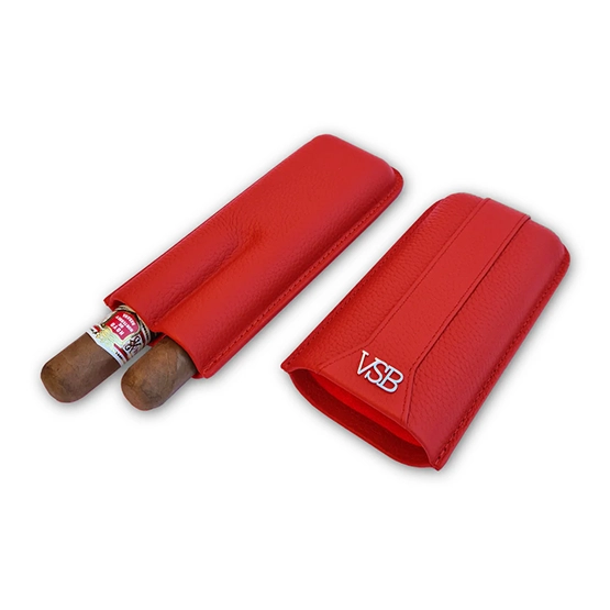 VSB Red Leather Cigar Case - 2 Robusto - Image 2