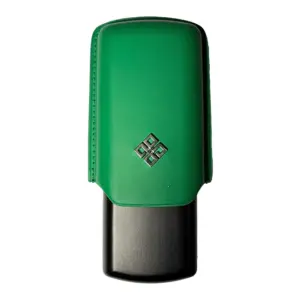 Alestimo Green and Black Leather and Metal Cigar Case - 2 Toro