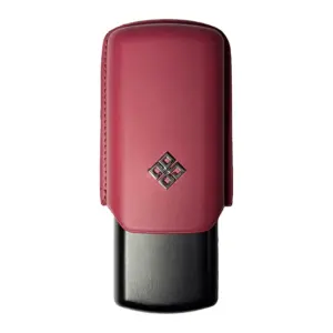 Alestimo Red and Black Leather and Metal Cigar Case - 2 Toro