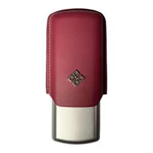 Alestimo Red and Silver Leather and Metal Cigar Case - 2 Toro