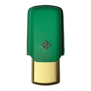 Alestimo Green and Gold Leather and Metal Cigar Case - 2 Toro