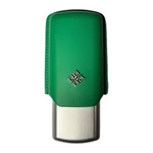 Alestimo Green and Silver Leather and Metal Cigar Case - 2 Toro